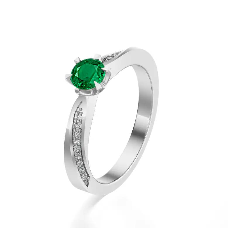 Pierścionek z białego złota ze szmaragdem AJPZ_119 Pierścionek z białego złota ze szmaragdem AJPZ_119